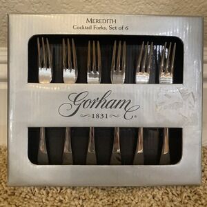 Gorham 1831 Cocktail Forks Set‎ Of 6 Stainless Steel Flatware Meredith Pattern